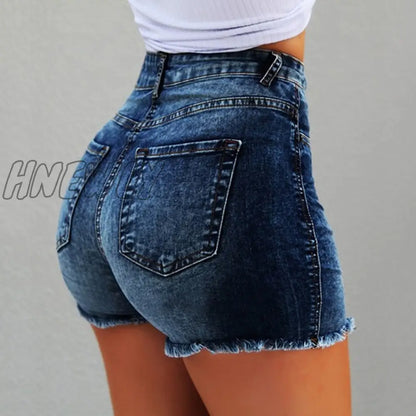 xsrrr Women's Denim Shorts New Summer Lady Clothing High Waist Jeans Shorts Fringe Frayed Ripped Casual Hot Shorts With Pockets