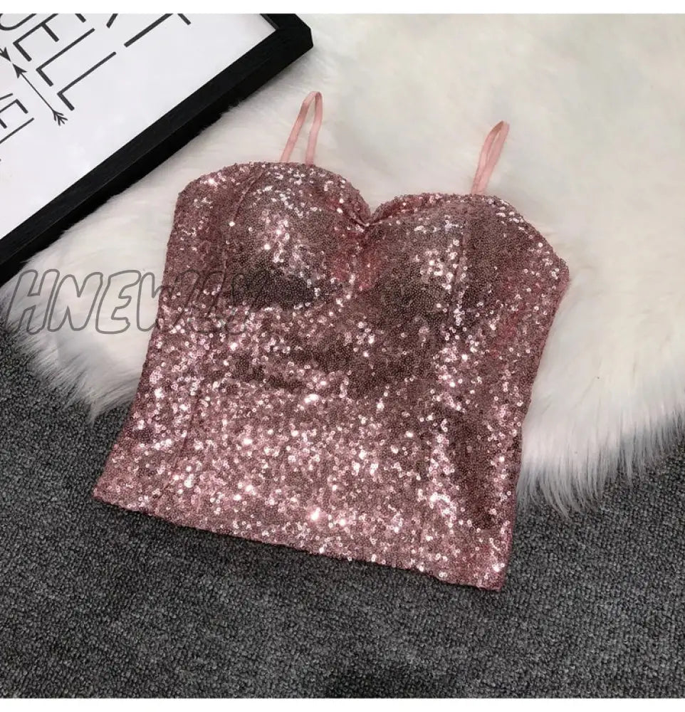 xsrrr Women's Fashion Sexy Women Nick Sparkling Sequins Vest Harness At Night Binder Chest