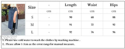 xsrrr Women's High Waist Slit Denim Skirt Fashion Streetwear Summer Long Skirt Button Ankle-length Casual Retro Skirts New