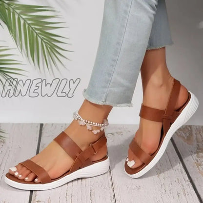 Hnewly Women's Knit Elastic Cloth Wedge Sandals Slip on Lightweight Walking Sandals Women Plus Size Comfortable Summer Shoes Woman 2024