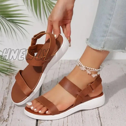 Hnewly Women's Knit Elastic Cloth Wedge Sandals Slip on Lightweight Walking Sandals Women Plus Size Comfortable Summer Shoes Woman 2024