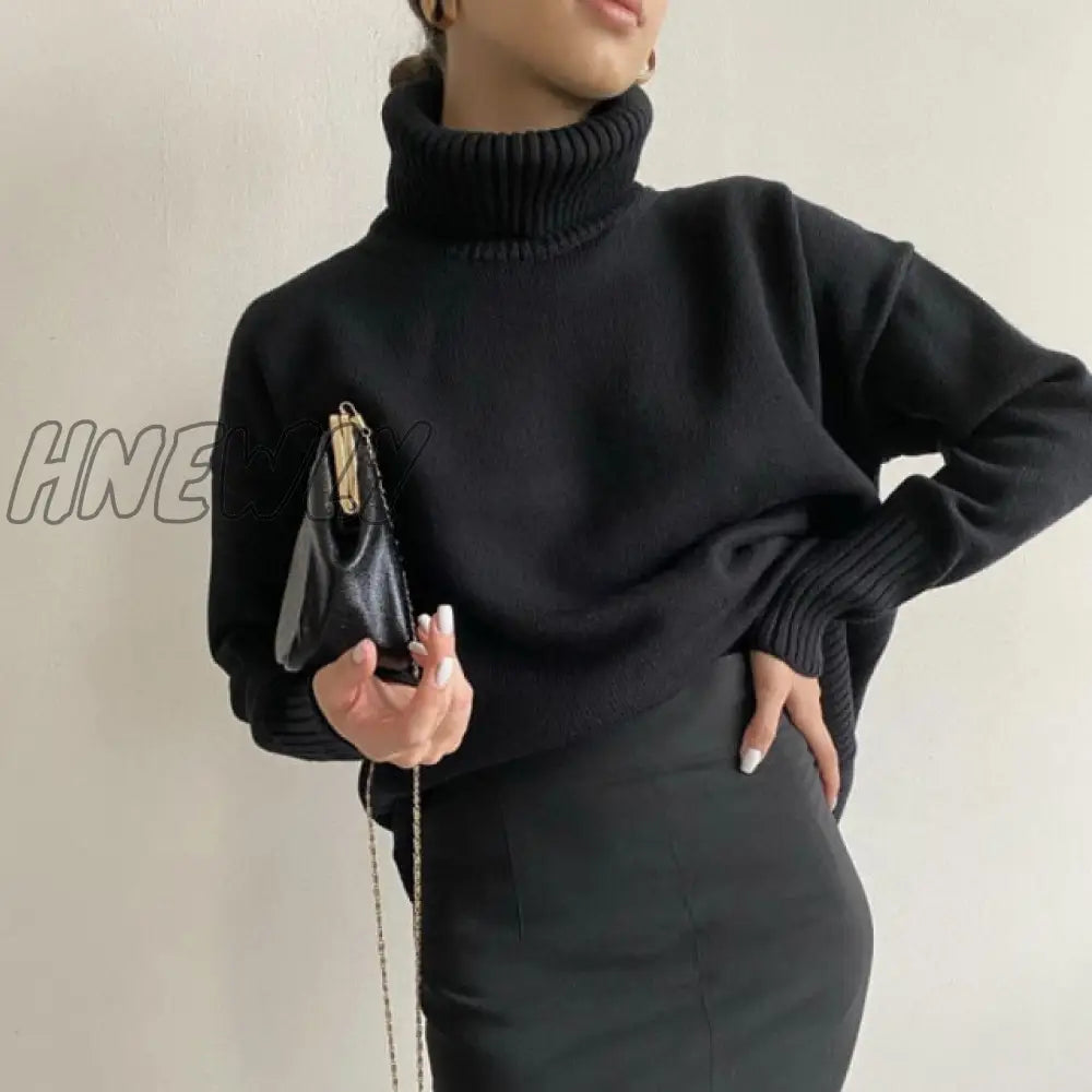 xsrrr Women's Turtleneck Long Sleeve Sweater Knitted Green Casual Female Autumn Winter Jumper Elegant Ladies Pullover Sweaters Christmas