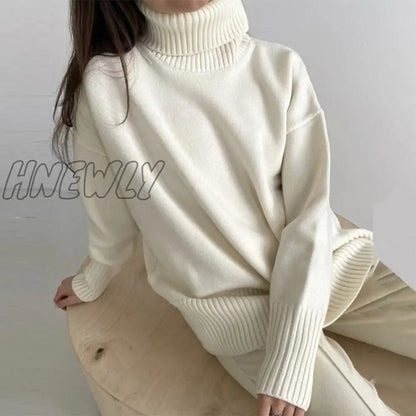 xsrrr Women's Turtleneck Long Sleeve Sweater Knitted Green Casual Female Autumn Winter Jumper Elegant Ladies Pullover Sweaters Christmas