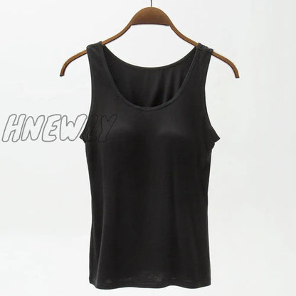 xsrrr Women's Vest Tops with Built In Bra Neck Vest Padded Slim Fit Tank Tops Sexy Shirts Feminino Casual