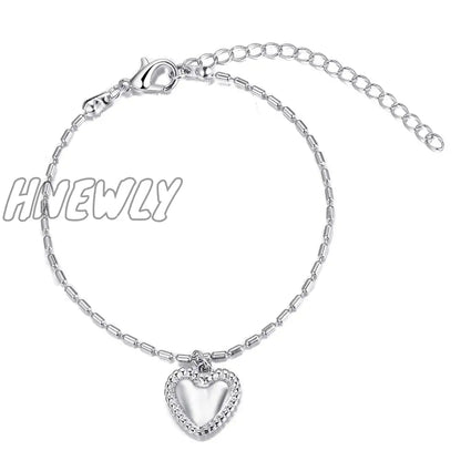 xsrrr Y2K Zircon Ins Bracelets for Women Korean Fashion Sweet Girls Sparkling Hollow Heart Delicate Chain Bracelet Party Jewelry Gifts