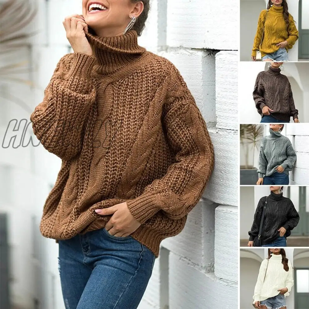 Hot kf-Autumn and Winter Thick Line Twist Sweater Fashion Wild Sweater