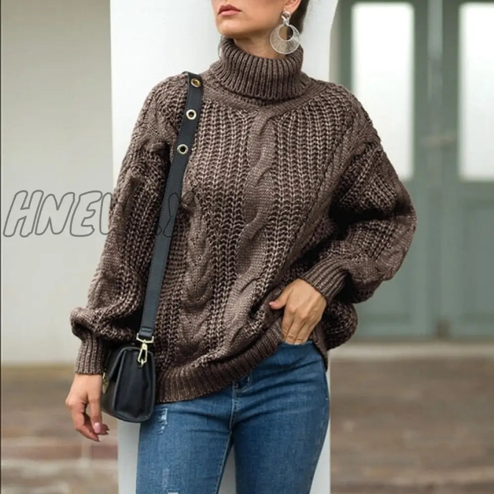 Hot kf-Autumn and Winter Thick Line Twist Sweater Fashion Wild Sweater