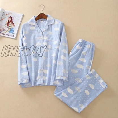 JULY'S SONG Woman Cotton Printing Pajamas Long Sleeves Women's Trousers Pajamas Set Casual  Soft Sleepwear Suit Woman Homewear