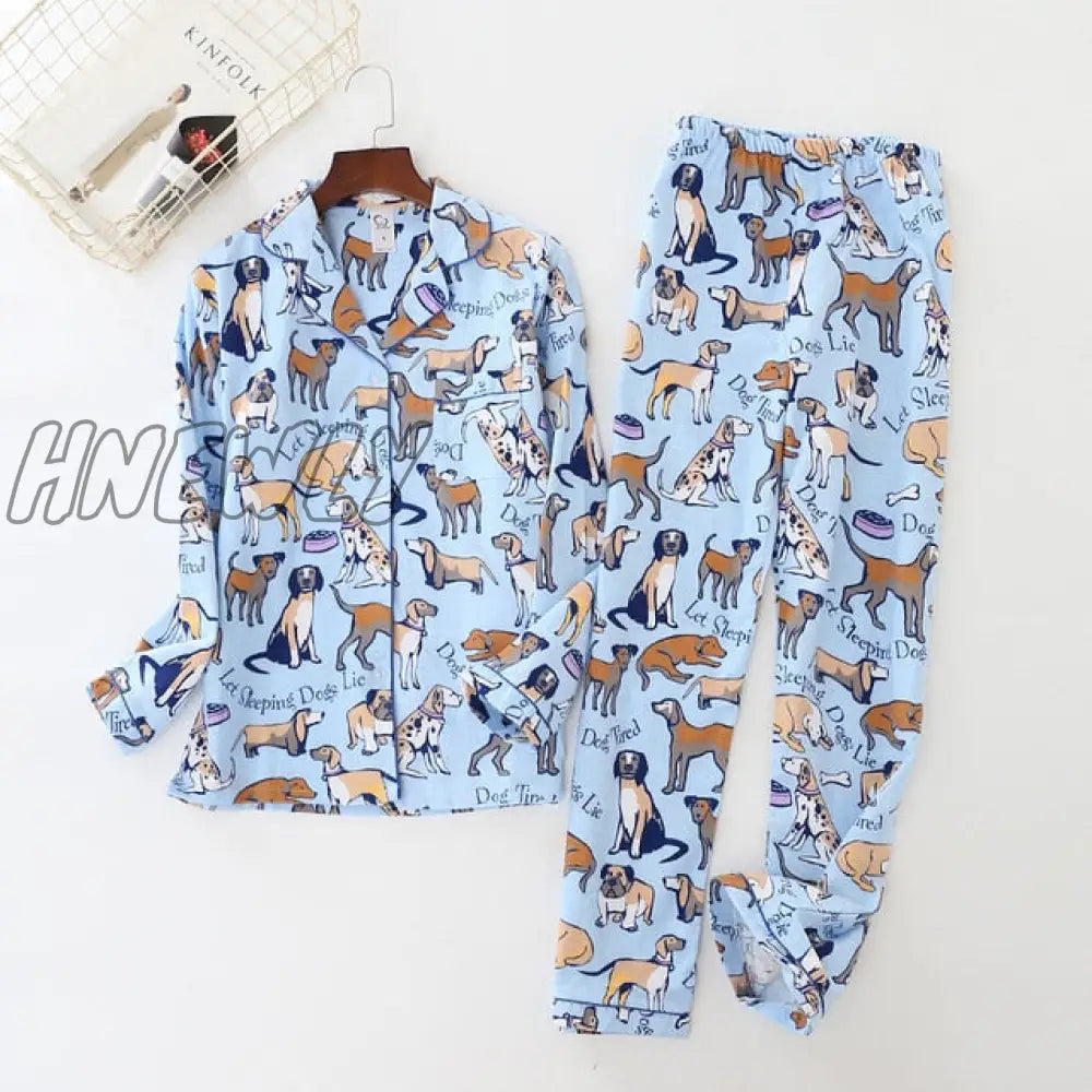 JULY'S SONG Woman Cotton Printing Pajamas Long Sleeves Women's Trousers Pajamas Set Casual  Soft Sleepwear Suit Woman Homewear