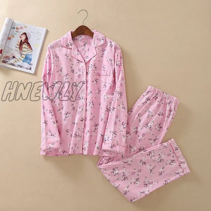 JULY'S SONG Woman Cotton Printing Pajamas Long Sleeves Women's Trousers Pajamas Set Casual  Soft Sleepwear Suit Woman Homewear