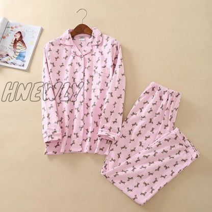 JULY'S SONG Woman Cotton Printing Pajamas Long Sleeves Women's Trousers Pajamas Set Casual  Soft Sleepwear Suit Woman Homewear