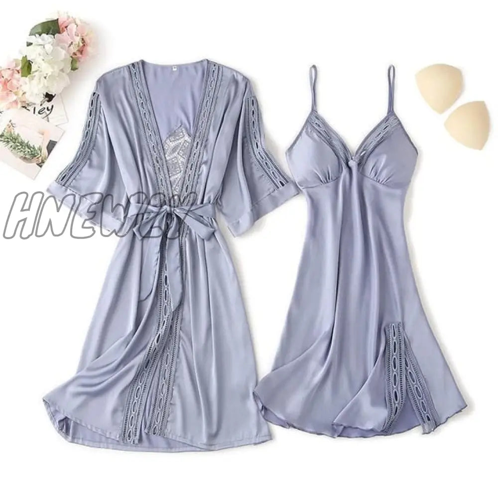 Lace Trim Sexy Wedding Lady Robe Suit Loose Satin Bride Bridesmaid Kimono Bathrobe Gown Mini Sleepwear Rayon Intimate Lingerie