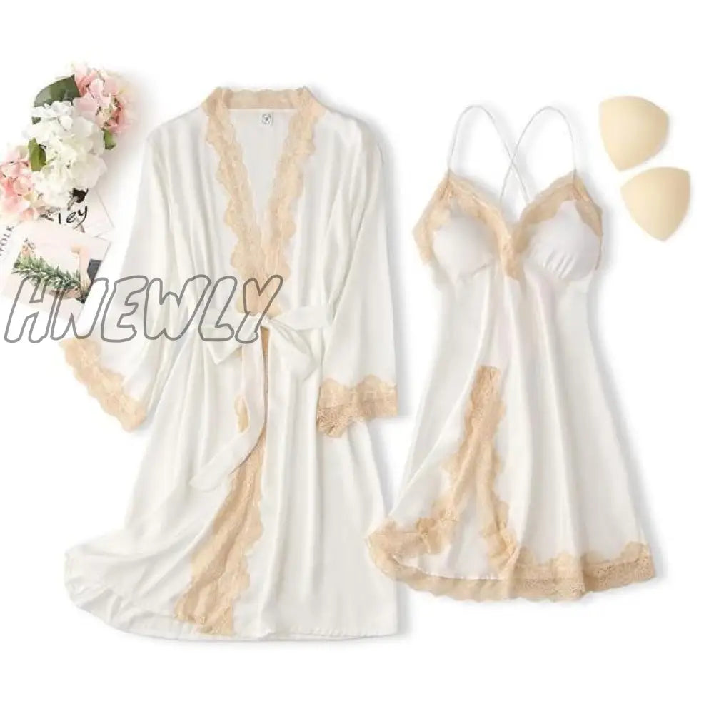 Lace Trim Sexy Wedding Lady Robe Suit Loose Satin Bride Bridesmaid Kimono Bathrobe Gown Mini Sleepwear Rayon Intimate Lingerie