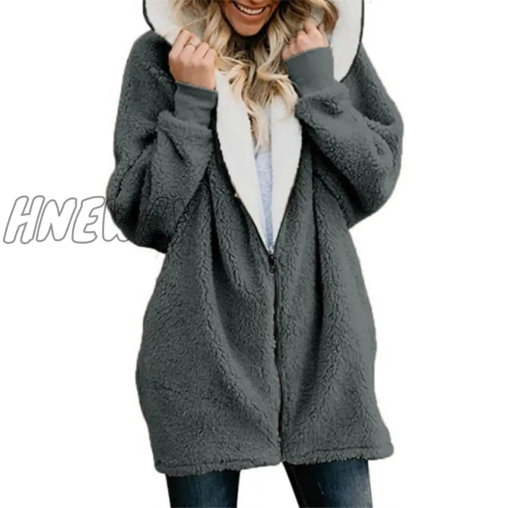 Lamb velvet hooded women long winter jacket autumn and winter new plus size 5XL warm outwear coat female