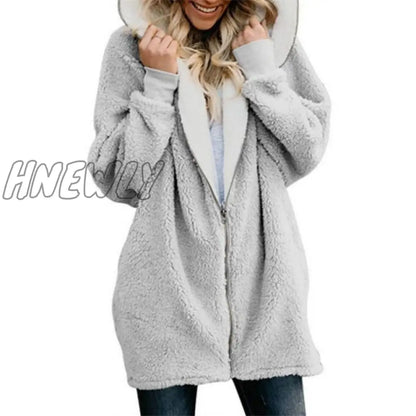 Lamb velvet hooded women long winter jacket autumn and winter new plus size 5XL warm outwear coat female