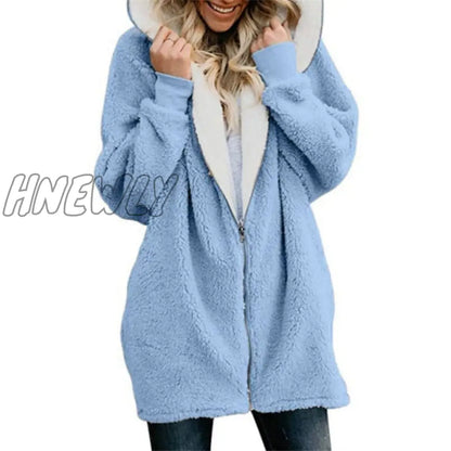 Lamb velvet hooded women long winter jacket autumn and winter new plus size 5XL warm outwear coat female