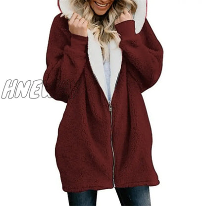 Lamb velvet hooded women long winter jacket autumn and winter new plus size 5XL warm outwear coat female