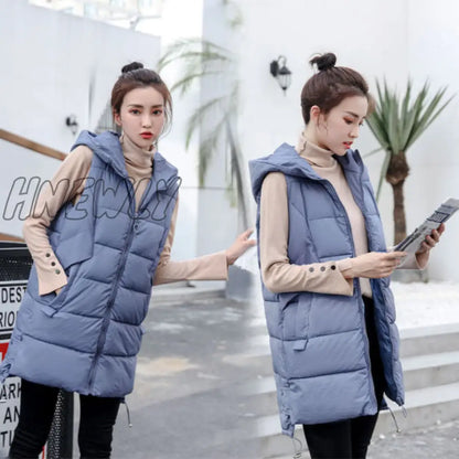 New Autumn And Winter Women's Vest Loose Mid-Length Women's Waistcoat Large Size Women's Sleeveless Jacket Winter Outfits Aesthetic