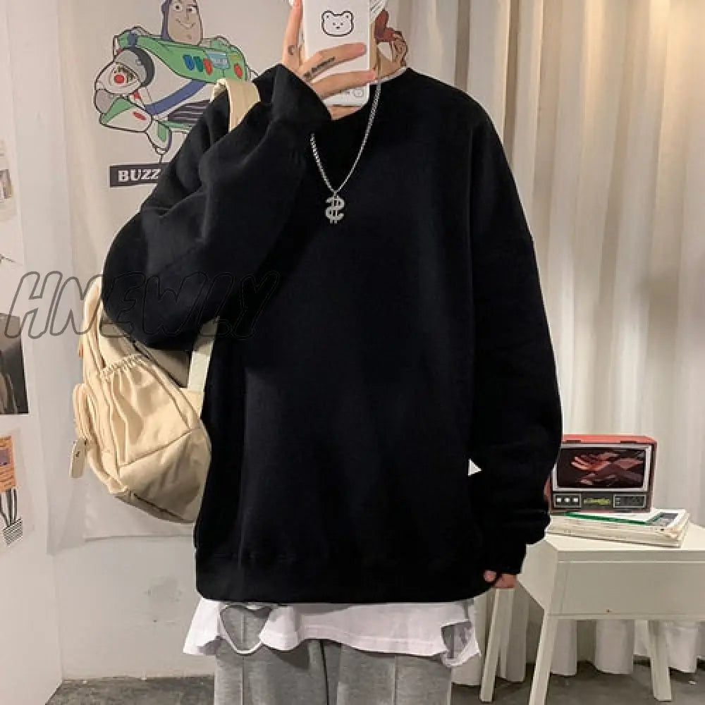 New Autumn Casual Sweatshirts Women Harajuku Solid Warm Oversize Hoodie Streetwear Unisex Couple Basic Pullover Sweatshirts