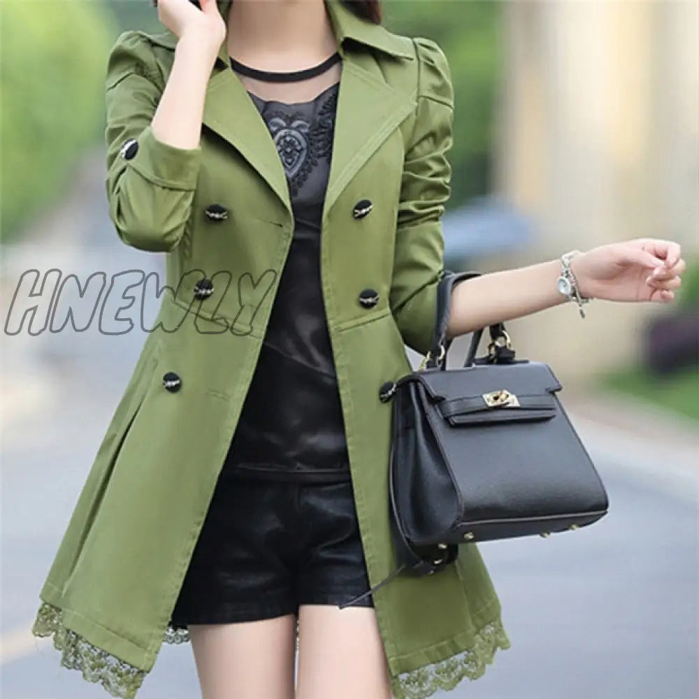 New Basic Jacket Women Fashion Loose Winter Warm Long Sleeve Button Lace Jacket Coat With Belt Lady Elegant Windbreaker