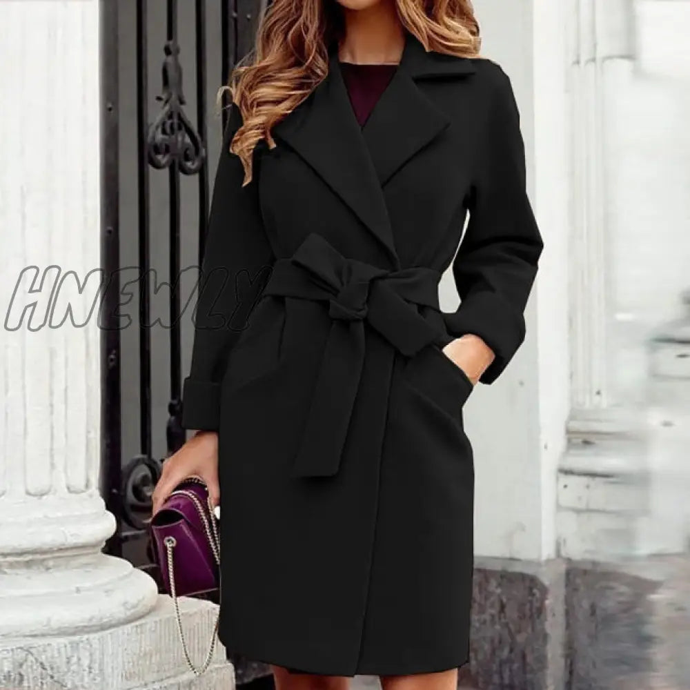 New Jackets For Women Long Coat Autumn Winter Plus Size Female Slim Fit Lapel Spring Overcoat Outerwear