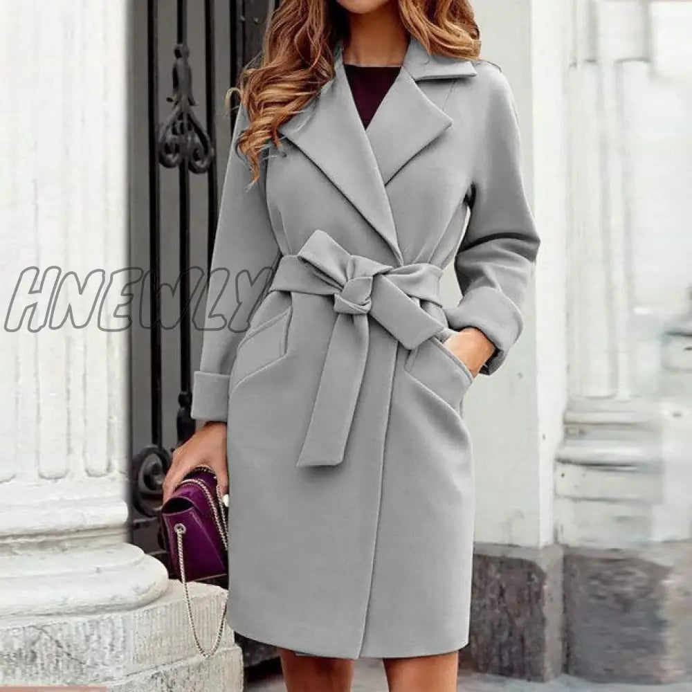 New Jackets For Women Long Coat Autumn Winter Plus Size Female Slim Fit Lapel Spring Overcoat Outerwear