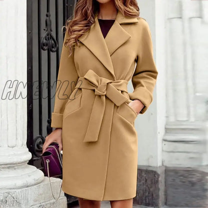 New Jackets For Women Long Coat Autumn Winter Plus Size Female Slim Fit Lapel Spring Overcoat Outerwear