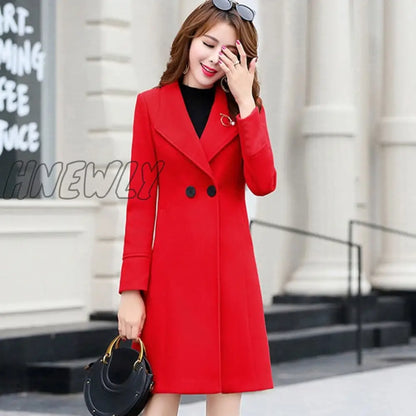 New Spring and Autumn Woolen Coat Female Long Large Size Thick Women Woolen Jacket Slim Lady Clothing Women's Coats