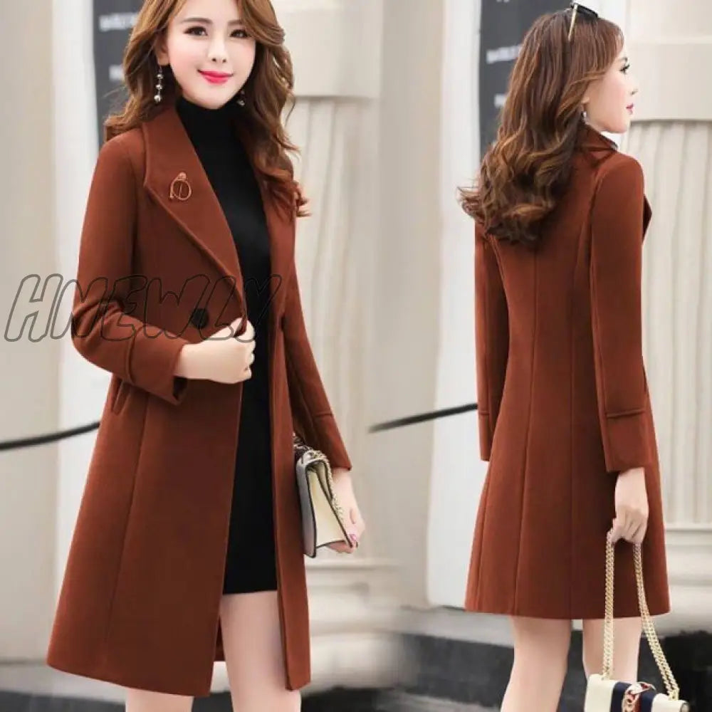 New Spring and Autumn Woolen Coat Female Long Large Size Thick Women Woolen Jacket Slim Lady Clothing Women's Coats