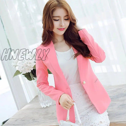 Peonfly Ladies Blazer Long Sleeve Blaser Women Suit Jacket Female Feminine Blazer Femme Pink Blue White Black Blazer Autumn