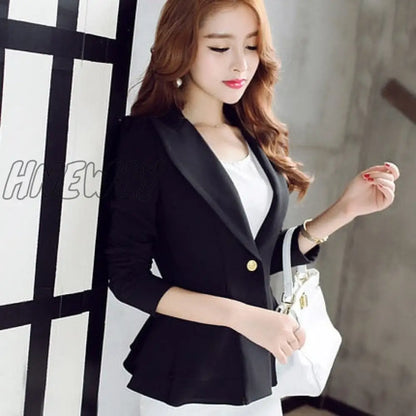 Peonfly Ladies Blazer Long Sleeve Blaser Women Suit Jacket Female Feminine Blazer Femme Pink Blue White Black Blazer Autumn