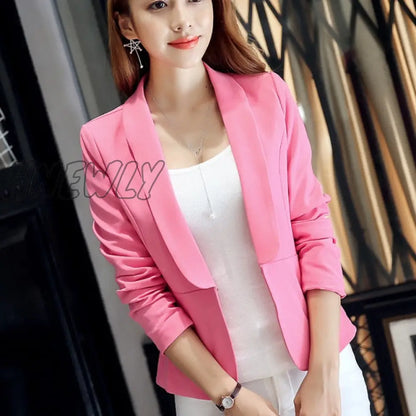 Peonfly Ladies Blazer Long Sleeve Blaser Women Suit Jacket Female Feminine Blazer Femme Pink Blue White Black Blazer Autumn