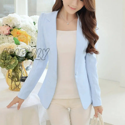 Peonfly Ladies Blazer Long Sleeve Blaser Women Suit Jacket Female Feminine Blazer Femme Pink Blue White Black Blazer Autumn