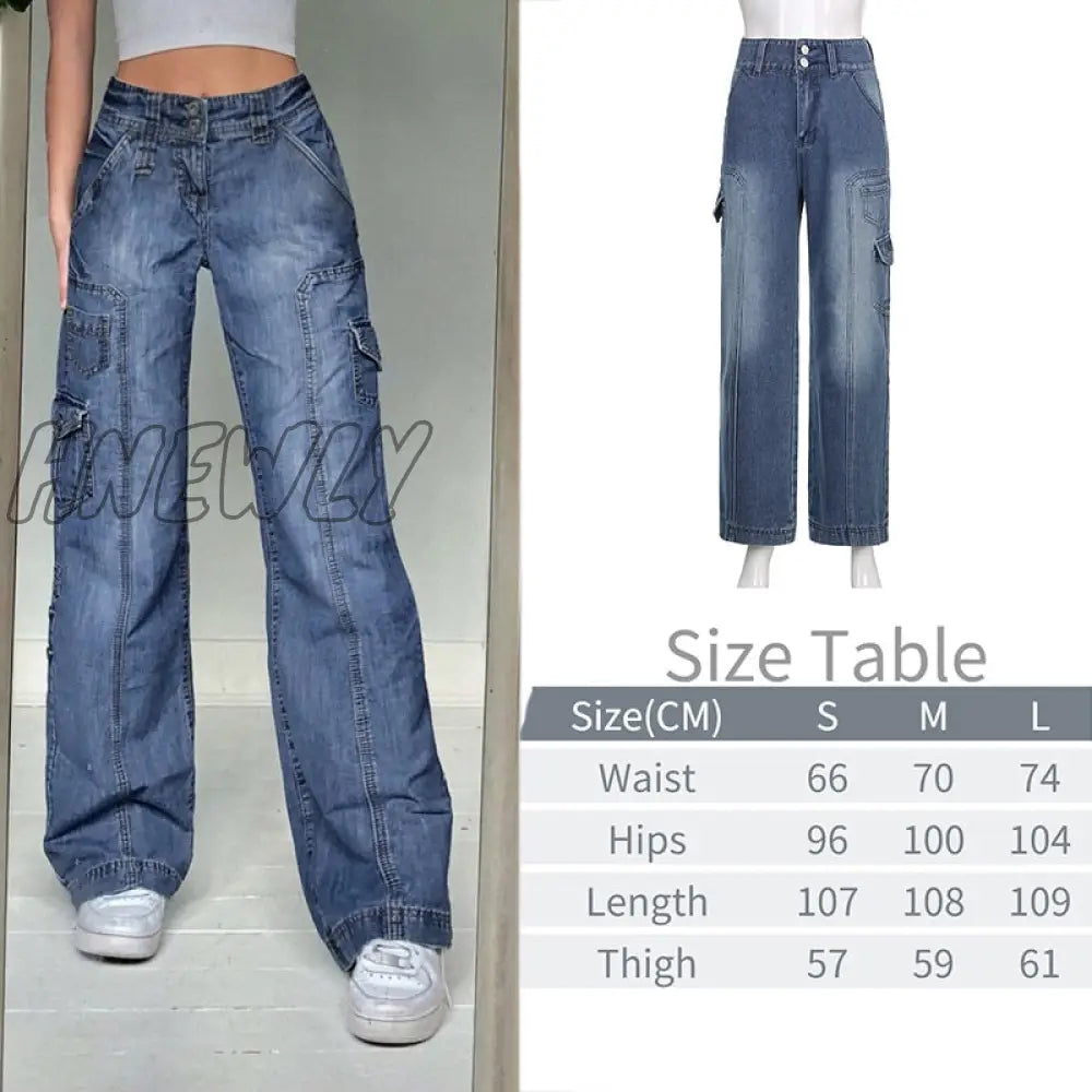 Printed Baggy Y2K Jeans Women's Low Waist jeans Autumn Winter Oversize Wide Leg Baggy Pants Casual Cargo Trousers