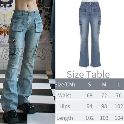 Printed Baggy Y2K Jeans Women's Low Waist jeans Autumn Winter Oversize Wide Leg Baggy Pants Casual Cargo Trousers