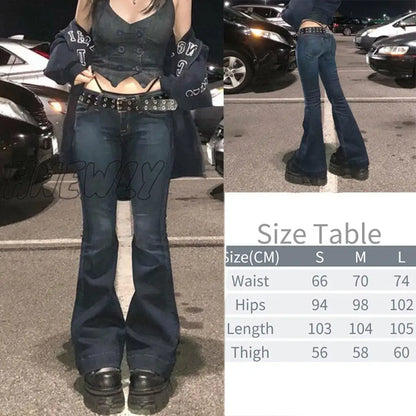 Printed Baggy Y2K Jeans Women's Low Waist jeans Autumn Winter Oversize Wide Leg Baggy Pants Casual Cargo Trousers