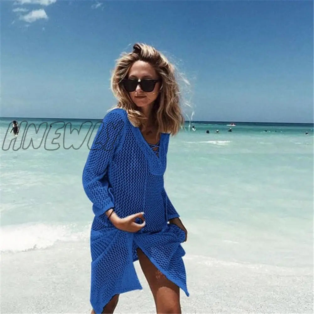 Sexy Beach Wear Cover Up Sleeveless Hollow Dress Crochet Knitted Woman Swimwear Bikini Cover Up Hand Made Beach Dresses