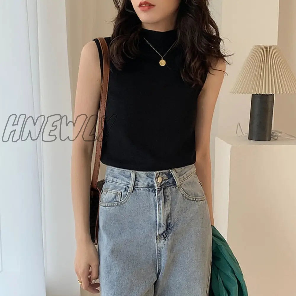 Sexy Knitted Top Summer Turtleneck Tank top Women camisole Blouse Sleeveless Slim Top Female sleveless t-shirt Vest Casual Camis