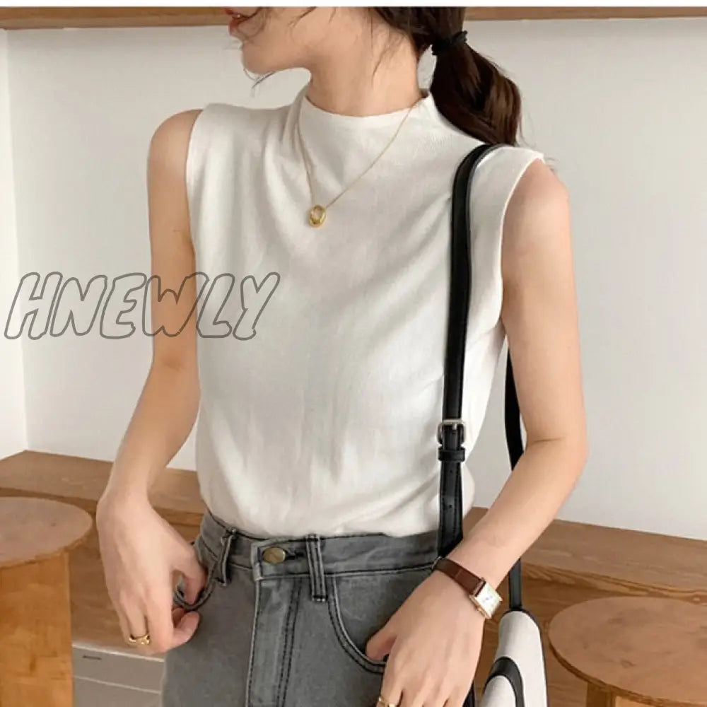 Sexy Knitted Top Summer Turtleneck Tank top Women camisole Blouse Sleeveless Slim Top Female sleveless t-shirt Vest Casual Camis