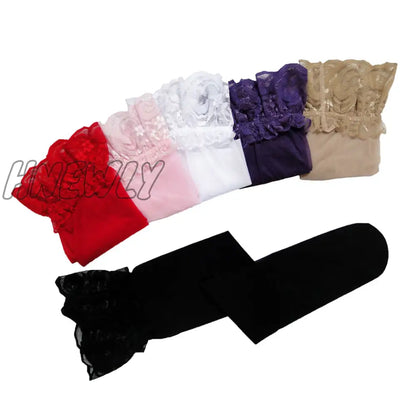 Sexy Lace Thigh High Knee Stockings Women Transparent High Elastic Stockings Nylon Lace Temptation Medias