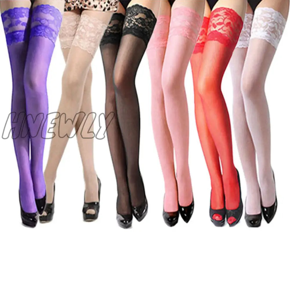 Sexy Lace Thigh High Knee Stockings Women Transparent High Elastic Stockings Nylon Lace Temptation Medias