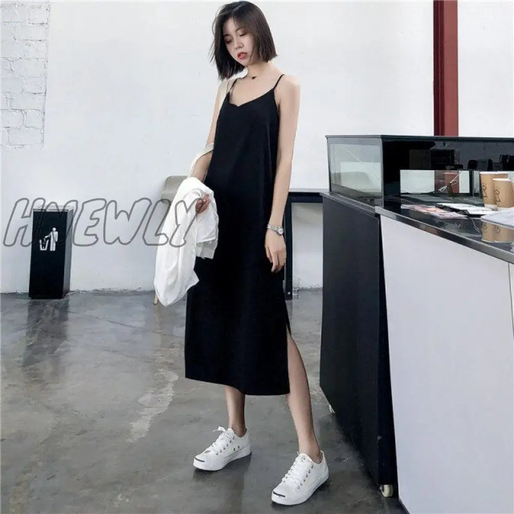 Sexy Women Maxi Dress Black Sling Dress Female Summer Sleeveless V-neck Vest Long Women Dresses