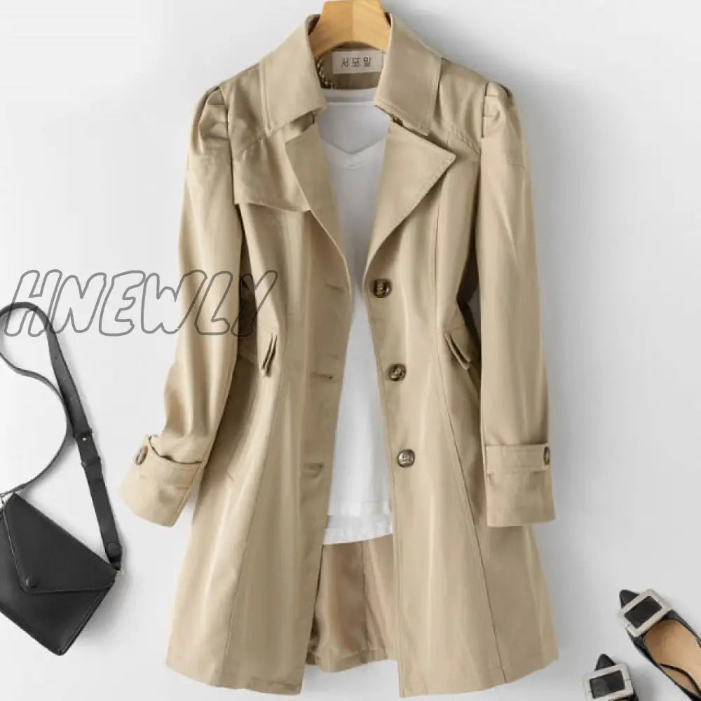 Spring Autumn Trench Coat Woman New Korean Single-breasted Mid-Long Women Trench Coat Overcoat Plus Size 5XL Windbreaker Female