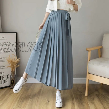 Spring Summer New Style Korean Women Pleated Chiffon Trousers Plus Size High Waist Pants Hakama Casual Wide Leg Pantalones