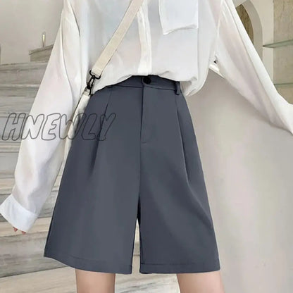 Stadiachain Summer Wide Leg Shorts Women Korean Style High Waist Shorts Woman Black Gray Pockets Loose Casual Short Pants Femme