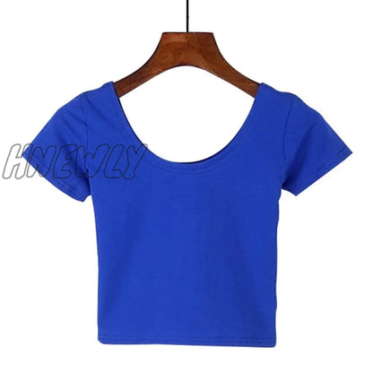 Stretch Women High Quality Sexy U Neck Crop Top 1PC Girls Short Sleeve Female Fashion Best Sell Popular Tee Top T-shirt Hot Sale