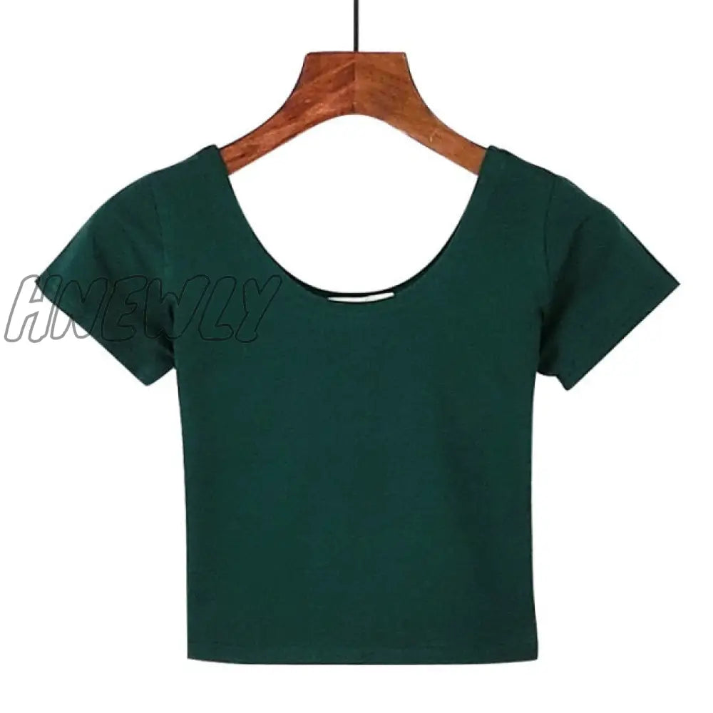 Stretch Women High Quality Sexy U Neck Crop Top 1PC Girls Short Sleeve Female Fashion Best Sell Popular Tee Top T-shirt Hot Sale