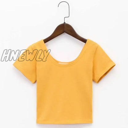 Stretch Women High Quality Sexy U Neck Crop Top 1PC Girls Short Sleeve Female Fashion Best Sell Popular Tee Top T-shirt Hot Sale