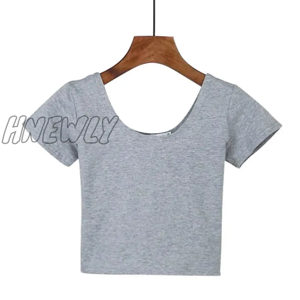 Stretch Women High Quality Sexy U Neck Crop Top 1PC Girls Short Sleeve Female Fashion Best Sell Popular Tee Top T-shirt Hot Sale