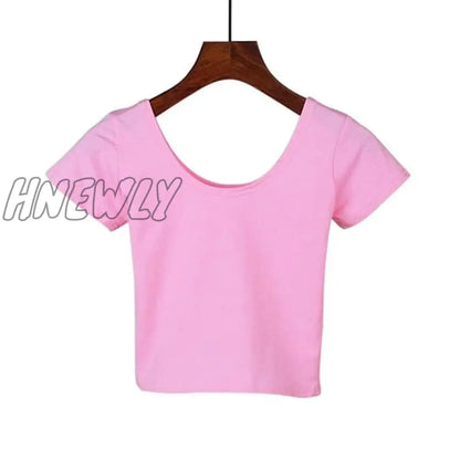 Stretch Women High Quality Sexy U Neck Crop Top 1PC Girls Short Sleeve Female Fashion Best Sell Popular Tee Top T-shirt Hot Sale